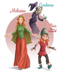 illustration fée, elfe, lutin, écureuil, sorcière